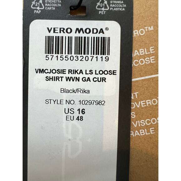 Vero Moda Top Womens 16 Plus Animal Print Button-Up Woven Relaxed Fit NEW! - Picture 10 of 13